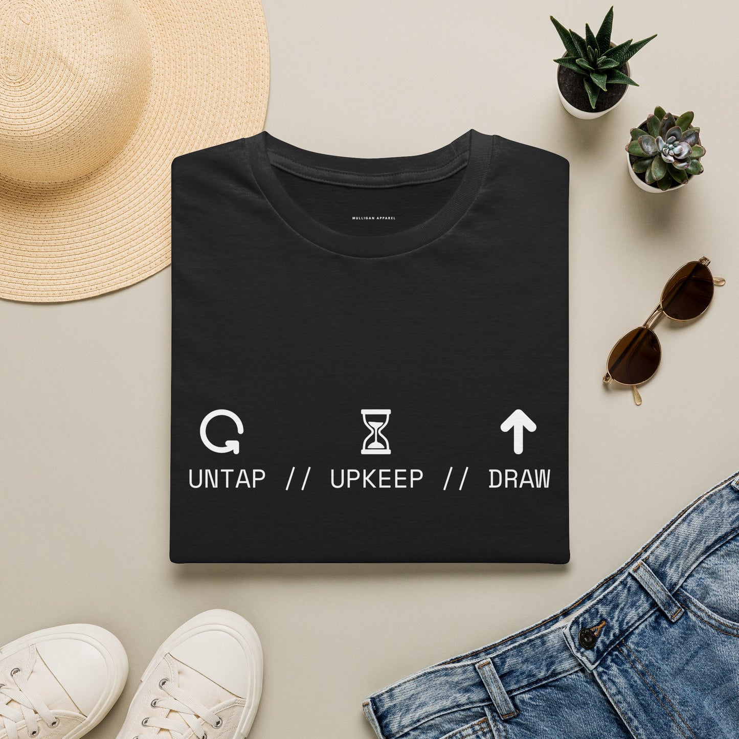 T-Shirt — 'Untap // Upkeep // Draw' Magic: The Gathering Inspired Gamer Tee