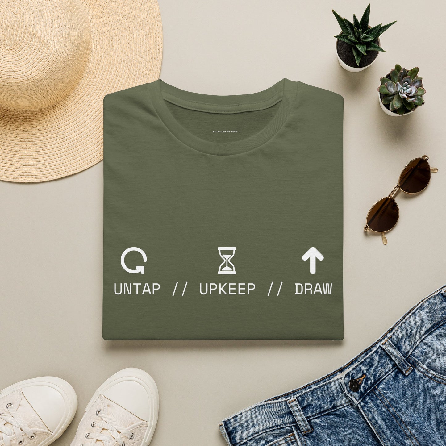 T-Shirt — 'Untap // Upkeep // Draw' Magic: The Gathering Inspired Gamer Tee